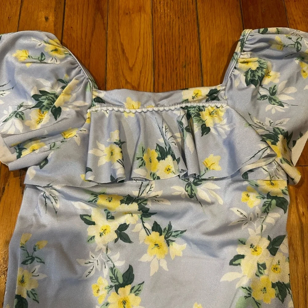 Janie and Jack Girls 8 one-piece light‎ blue ruffled